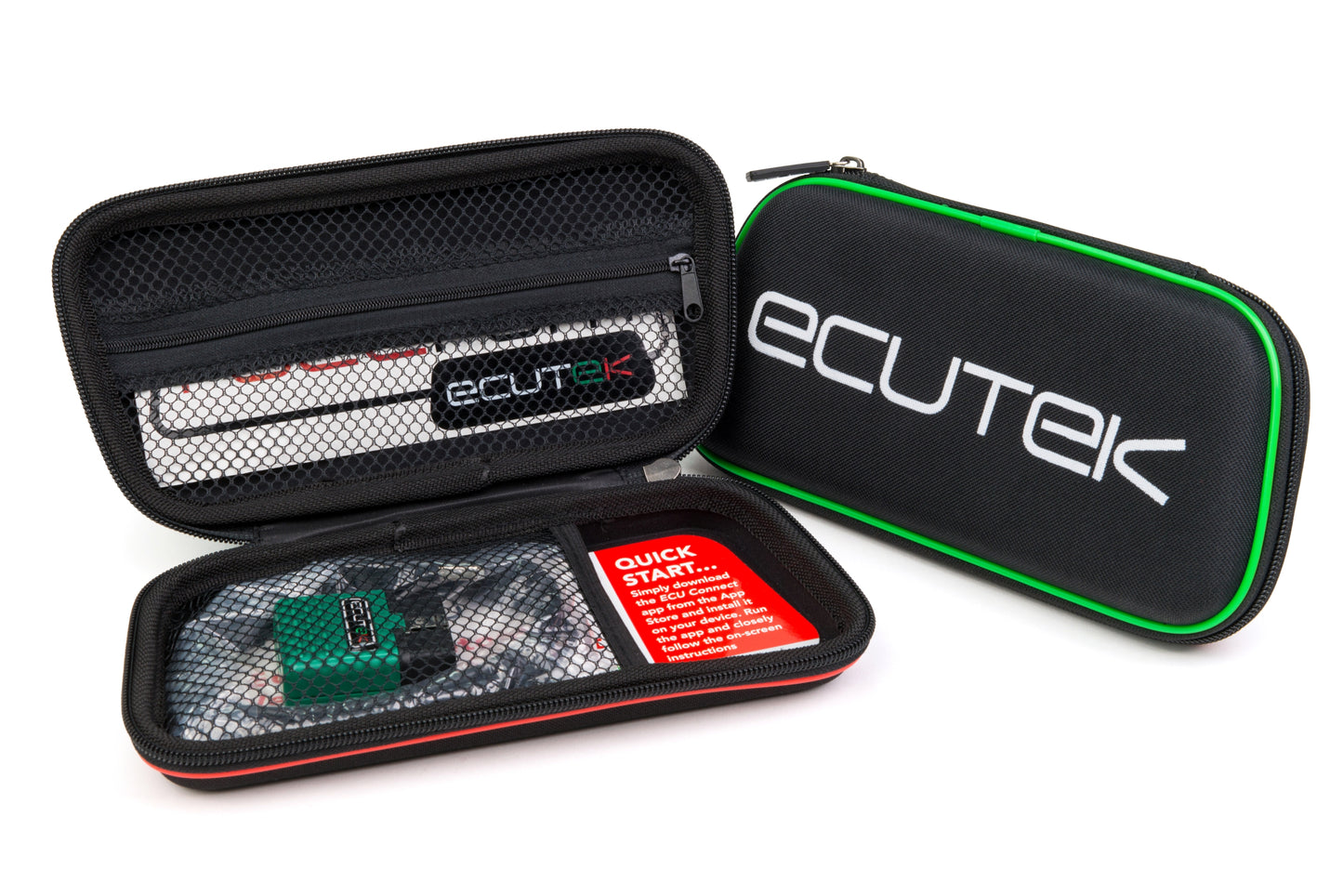 PowerHouse EcuTek Remote Tuning Kit for Nissan/Infiniti VHR engines – includes EcuTek Bluetooth interface, tuning license, and four custom ECU maps for performance, burble, anti-theft, and eco modes.