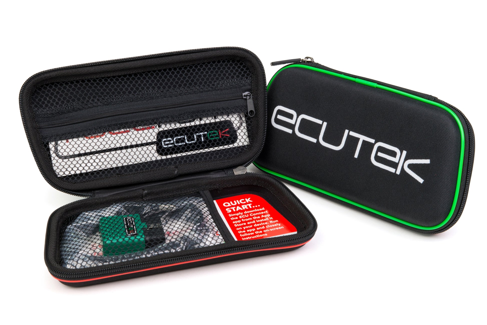 PowerHouse EcuTek Remote Tuning Kit for Nissan/Infiniti VHR engines – includes EcuTek Bluetooth interface, tuning license, and four custom ECU maps for performance, burble, anti-theft, and eco modes.