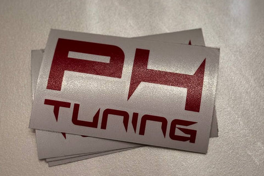 PowerHouse Tuning decal sticker in red vinyl, ideal for car window – clean finish for exterior or toolbox use.