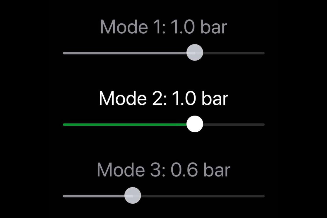 Three mode selectors with boost pressure sliders on Ecutek for Q50 and Q60